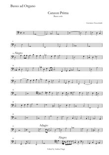 Partition Basso ad organo, Canzon Prima Basso solo, Frescobaldi, Girolamo