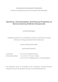Synthesis, characterization and physical properties of semiconducting clathrate compounds [Elektronische Ressource] / Andreas Kaltzoglou
