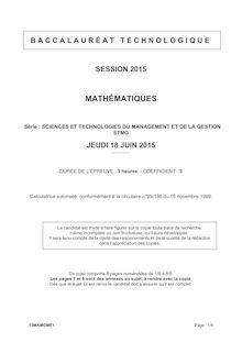 Bac STMG 2015 : mathématiques