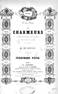 Partition complète, Les charmeurs, Opéra comique en un acte, Poise, Ferdinand