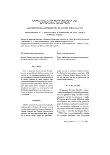 CARACTERIZACIÓN MORFOMÉTRICA DEL BOVINO CRIOLLO MIXTECO(MORFOMETRIC CHARACTERISATION OF MIXTECO CREOLE CATTLE)