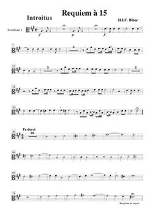 Partition Trombone 1, Requiem à 15, A major, Biber, Heinrich Ignaz Franz von