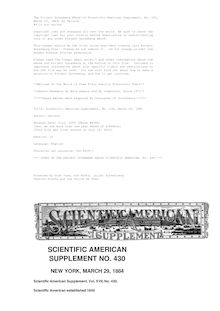 Scientific American Supplement, No. 430, March 29, 1884
