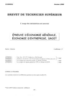 Economie - Droit 2000 BTS Commerce international à référentiel Européen