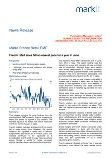 Markit France PMI : French retail sales fall at slowest pace for a year in June