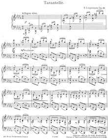Partition complète, Tarantelle, Op.25, Lyapunov, Sergey
