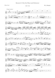 Partition Solo hautbois, Concerto en C pour hautbois et orchestre