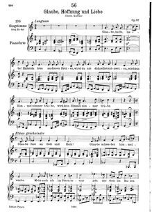 Partition complète, transposition pour low voix, Glaube, Hoffnung und Liebe, D.955 (Op.97)