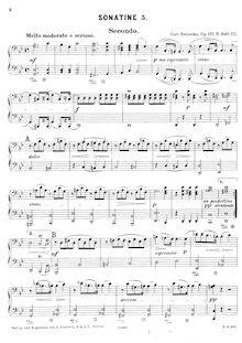 Partition , Sonatina en G major, 6 sonatines pour Piano 4 mains, Op.127b par Carl Reinecke