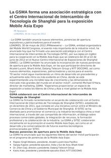 La GSMA forma una asociación estratégica con el Centro Internacional de Intercambio de Tecnología de Shanghái para la exposición Mobile Asia Expo