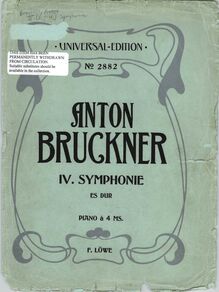 Partition couverture couleur, Symphony No. 4  romantique , Bruckner, Anton