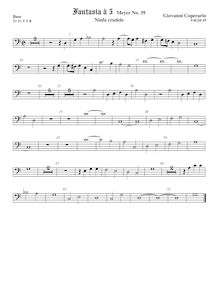 Partition viole de basse, Fantasia pour 5 violes de gambe, RC 52