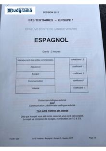 Sujet BTS 2017 Espagnol Groupement 1