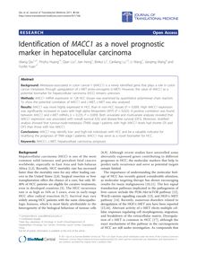 Identification of MACC1as a novel prognostic marker in hepatocellular carcinoma