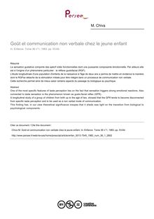 Goût et communication non verbale chez le jeune enfant - article ; n°1 ; vol.36, pg 53-64