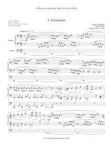 Partition , Préambule, 24 Pièces en style libre pour Orgue ou Harmonium, Op.31