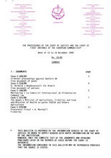 THE PROCEEDINGS OF THE COURT OF JUSTICE AND THE COURT OF FIRST INSTANCE OF THE EUROPEAN COMMUNITIES. Week of 12 to 16 November 1990 No. 24/90