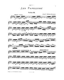 Partition violon 3, Les papillons, E major, Hellmesberger Sr., Joseph