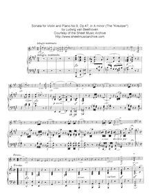 Partition , Adagio sostenuto—Presto, violon Sonata No.9, Op.47, Kreutzer Sonata