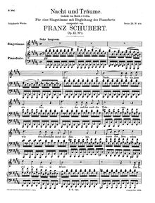 Partition complète, Original key, Nacht und Träume, D.827 (Op.43 No.2) par Franz Schubert