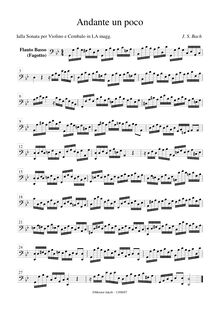Partition basse enregistrement  ou basson, 6 violon sonates, 6 Sonaten für Clavier und Violine