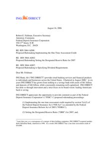 Public Comment Dividend Requirements ING Direct