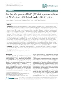 Bacillus CoagulansGBI-30 (BC30) improves indices of Clostridium difficile-Induced colitis in mice