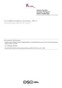 Le modèle d impôt sur le revenu : Mir 4 - article ; n°1 ; vol.46, pg 5-29