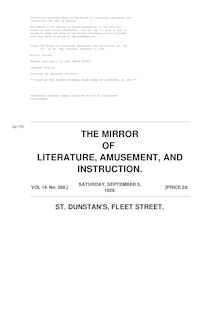 The Mirror of Literature, Amusement, and Instruction - Volume 14, No. 388, September 5, 1829