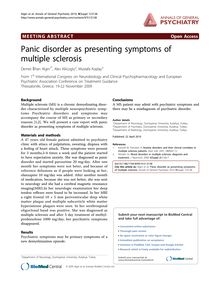 Panic disorder as presenting symptoms of multiple sclerosis