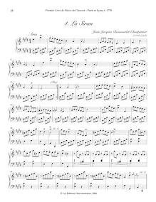 Partition , La Siran, Premier Livre de Pièces de Clavecin, Op. 1