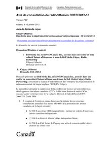 Avis de consultation de radiodiffusion CRTC 2012-10