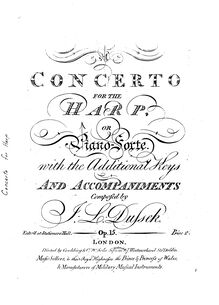 Partition violons I, Concerto pour harpe ou Piano, E♭ major, Dussek, Jan Ladislav