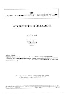 Arts, techniques et civilisations 2010 BTS Design de communication, espace et volume