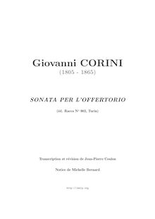 Partition complète, Suonata per l pffertorio, E♭ major, Corini, Giovanni