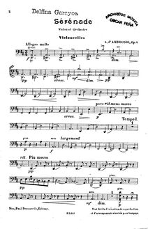 Partition violoncelles, Sérénade pour Violon, Op.4, Serenade for Violin and Orchestra