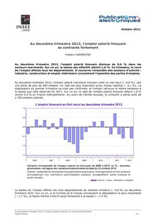 Au deuxième trimestre 2012, l emploi salarié limousin se contracte fortement