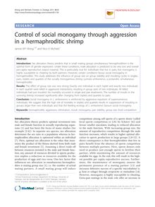 Control of social monogamy through aggression in a hermaphroditic shrimp