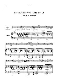 Partition de piano, clarinette quintette, Quintet for Clarinet and Strings par Wolfgang Amadeus Mozart