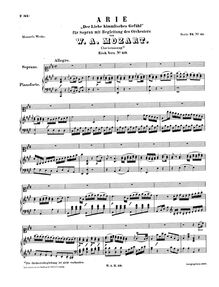 Partition complète, Der Liebe himmlisches Gefühl, A major, Mozart, Wolfgang Amadeus