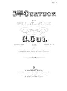 Partition viole de gambe (avec title page), corde quatuor No.3, Troisième quatour