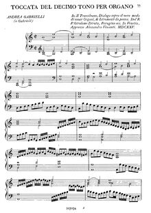 Partition complète, Toccata del Decimo Tono per Organo, Gabrieli, Andrea