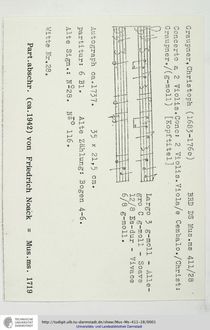 Partition complète, Concerto pour 2 violons en G minor, GWV 334