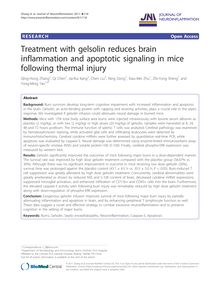Treatment with gelsolin reduces brain inflammation and apoptotic signaling in mice following thermal injury