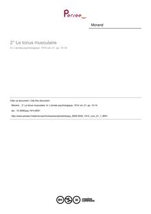 Le tonus musculaire - article ; n°1 ; vol.21, pg 12-14