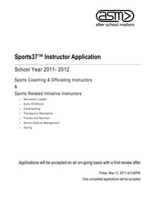 Sports37™ Instructor Application