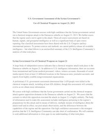 Déclaration du gouvernement américain sur la probable utilisation d armes chimiques par le gouvernement syrien (ENG)