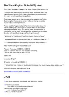 The World English Bible (WEB): Joel