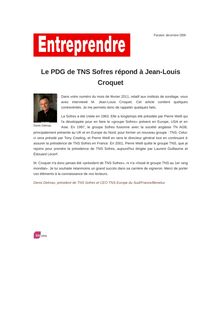 Le PDG de TNS Sofres répond à Jean-Louis Croquet