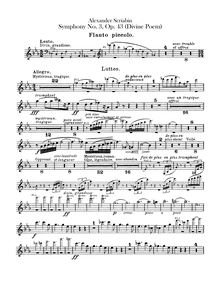 Partition Piccolo, Symphony No.3, Le Divin Poème (The Divine Poem)